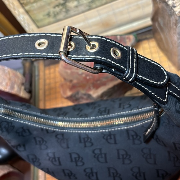 Dooney & Bourke Bucket Bag Black Signature Monogram 8”Lx5.5”W Center 5”H - Picture 6 of 17